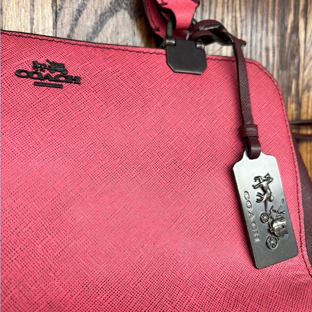 Coach Pink Duffel Bag with Signature Saffiano Leather